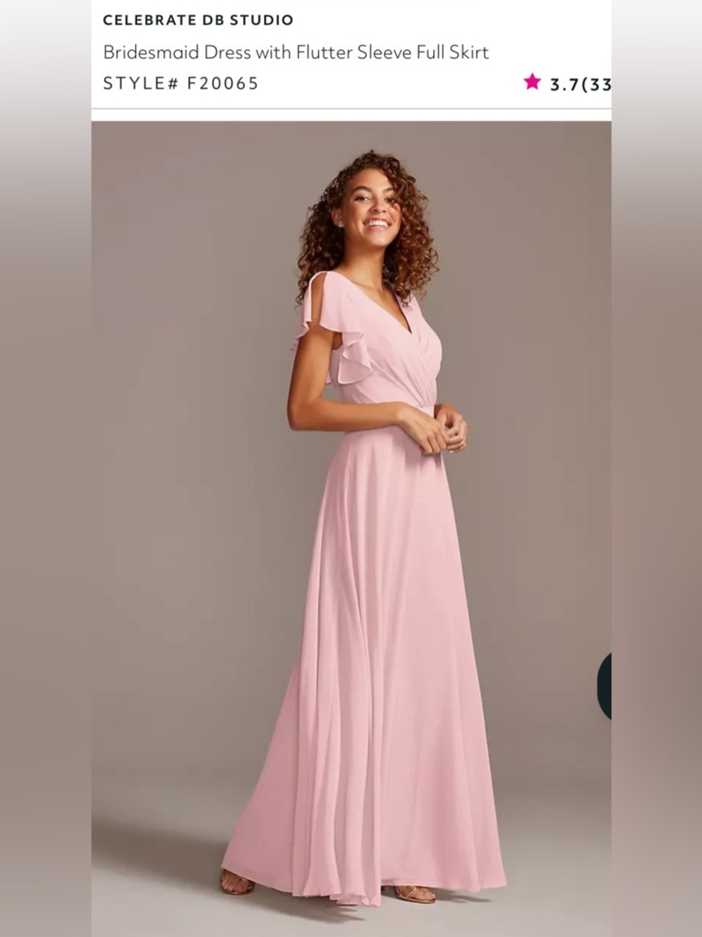 Celebrate DB Studio Pink Flutter-Sleeve Maxi Dress